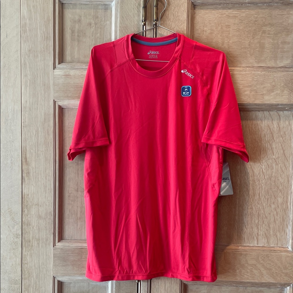 NWT Asics Red Performance Tee, Men’s Large